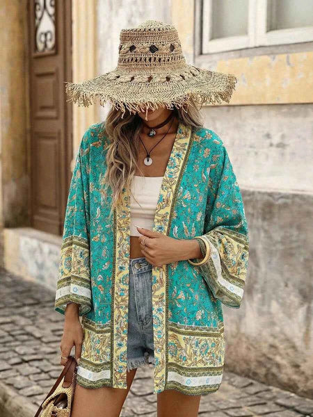 KRISTA Kimono - Green-Women Beachwear- Boheme Junction