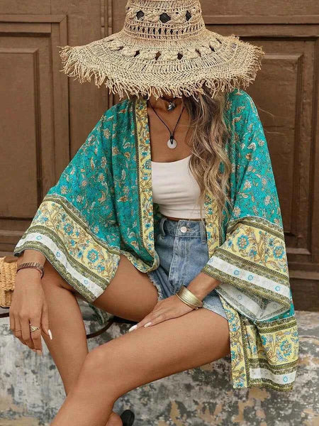 KRISTA Kimono - Green-Women Beachwear- Boheme Junction