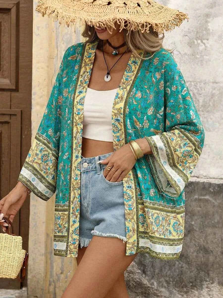 KRISTA Kimono - Green-Women Beachwear- Boheme Junction