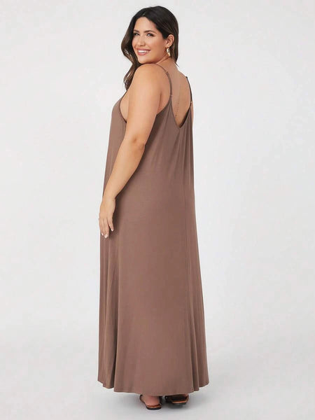 PLUS SIZE Tami Maxi Dress - Brown-Plus Size Dresses- Boheme Junction