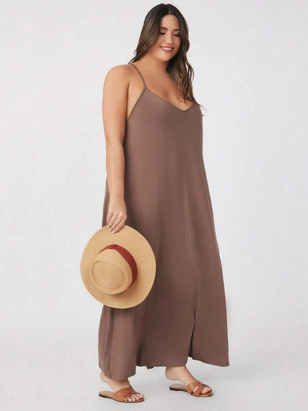 PLUS SIZE Tami Maxi Dress - Brown-Plus Size Dresses- Boheme Junction