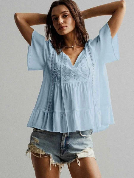 ZIA Top - Blue-Women Tops, Blouses & Tee- Boheme Junction