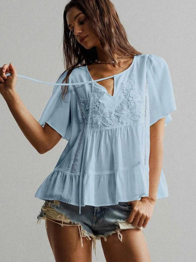 ZIA Top - Blue-Women Tops, Blouses & Tee- Boheme Junction