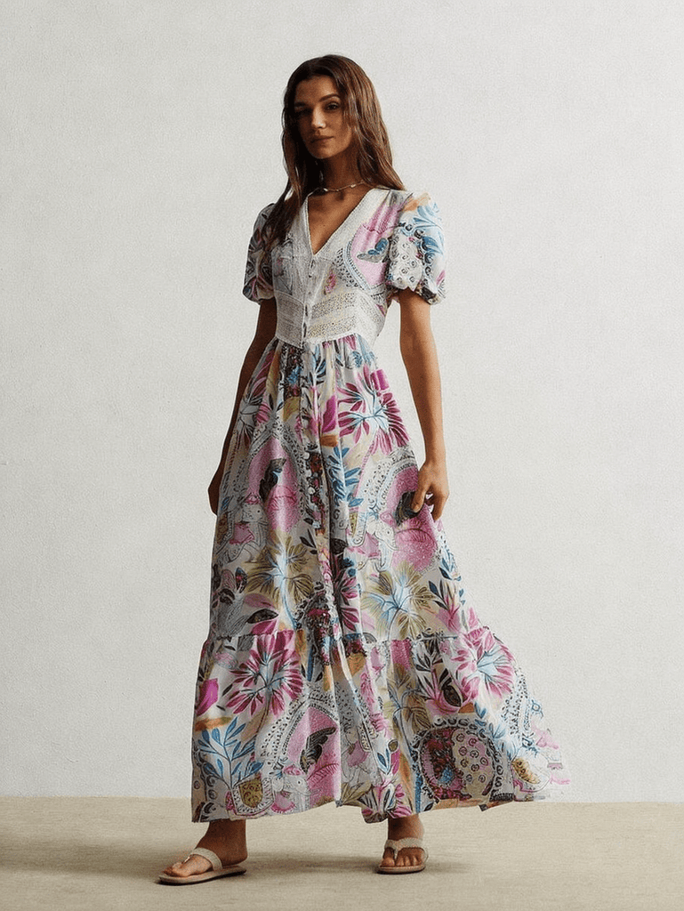 Lisbon Maxi Dress - Pink-Women Dresses- Boheme Junction