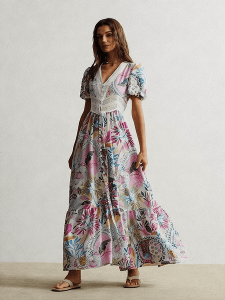 Lisbon Maxi Dress - Pink-Women Dresses- Boheme Junction