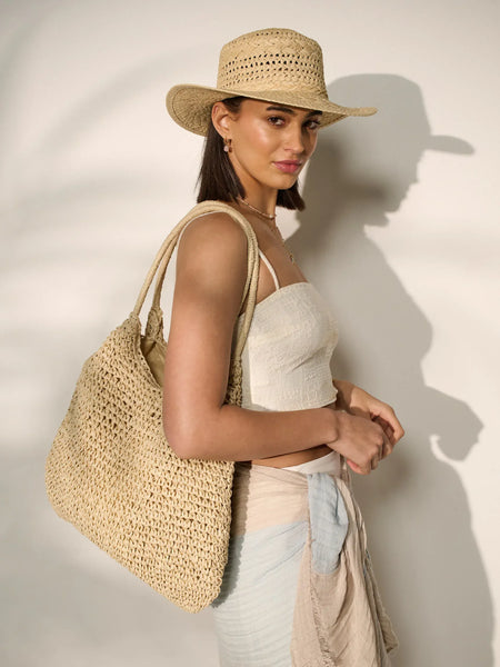 Solana Summer Tote Bag - Beige Straw-Earrings- Boheme Junction
