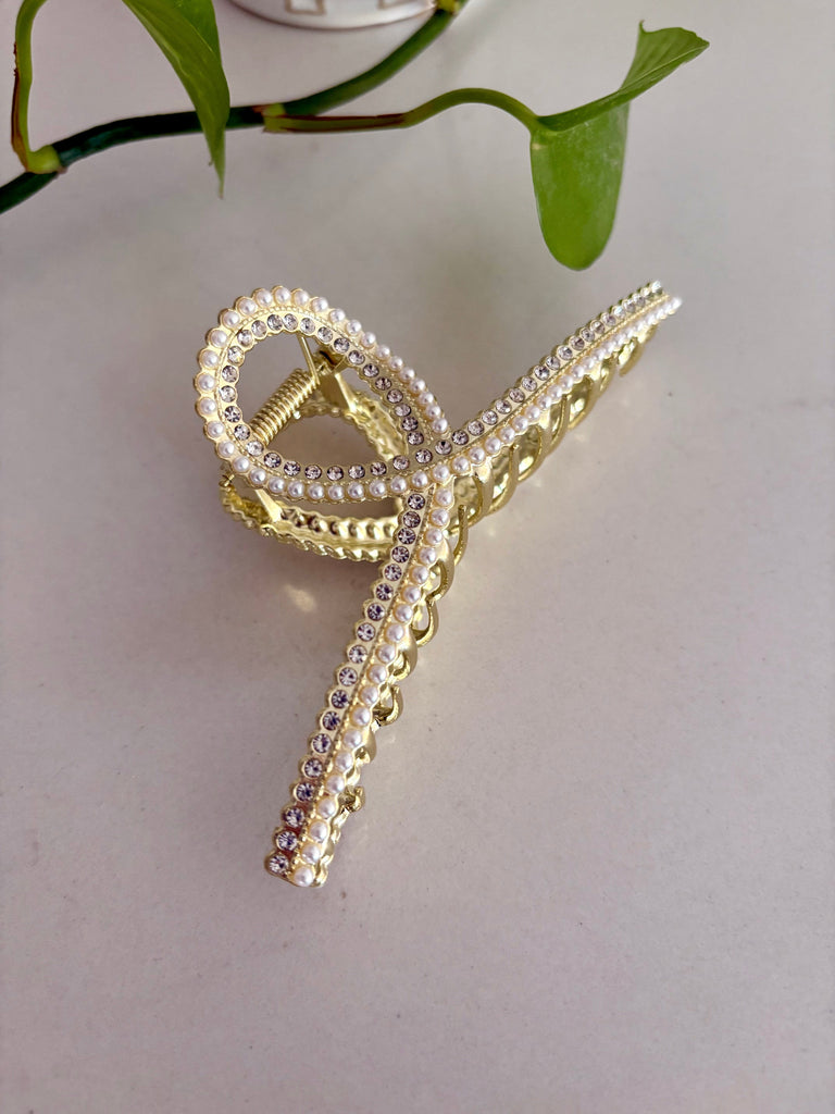DIXIE Gold Pearl Hair Claw Clip-Hair Clip- Boheme Junction