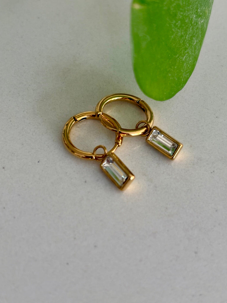 PRIA Huggie Sleeper Earrings | CRYSTAL-Earrings- Boheme Junction