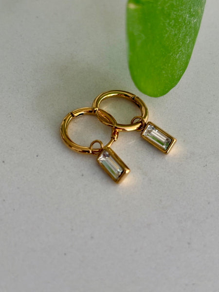 PRIA Huggie Sleeper Earrings | CRYSTAL-Earrings- Boheme Junction