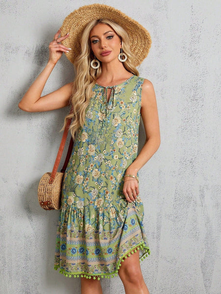 SIAN Midi Dress - Green-Women Midi Dresses- Boheme Junction