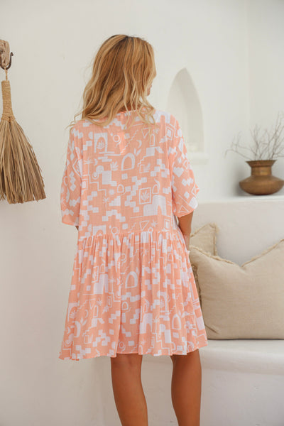 MOROCCO Tunic Dress - Peach- Boheme Junction