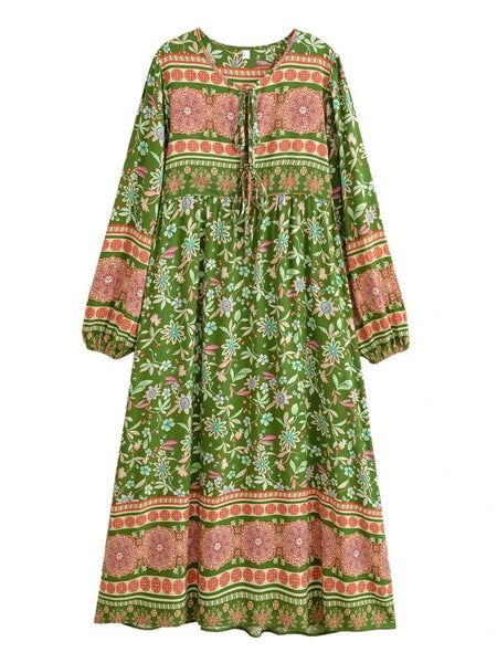 XENA Midi Dress - Green-dress- Boheme Junction