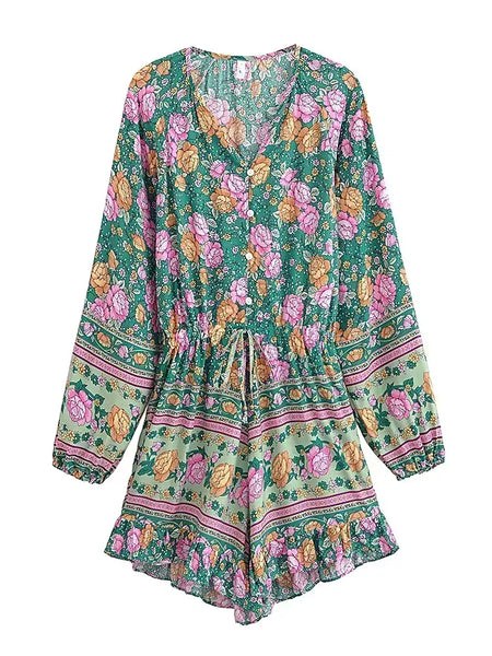 PALOMA Playsuit - Green-Playsuit- Boheme Junction