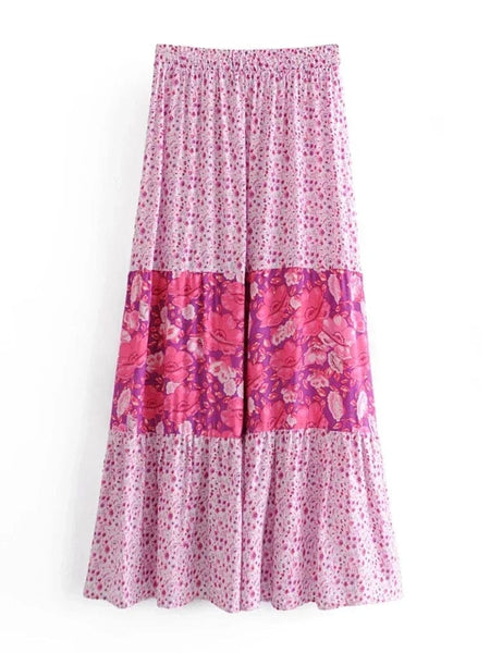 ALBA Midi Skirt - Pink-Loose- Boheme Junction