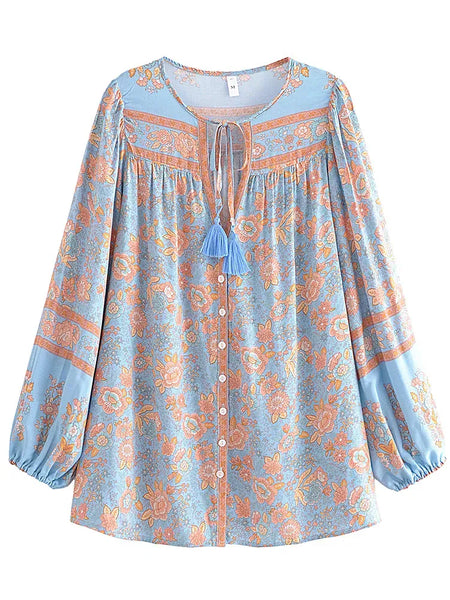 MELBA Top - Sky Blue-Blouse- Boheme Junction