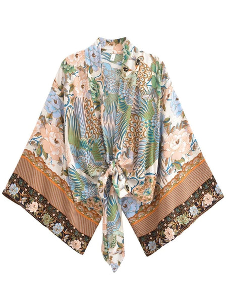 CORINNE Cropped Kimono - Natural-kimono- Boheme Junction