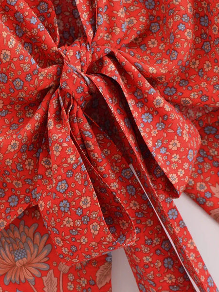 ZABELLA Cropped Kimono - Red-kimono- Boheme Junction