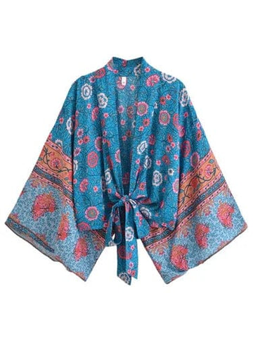 BLAKE Cropped Kimono - Blue-Anhui- Boheme Junction