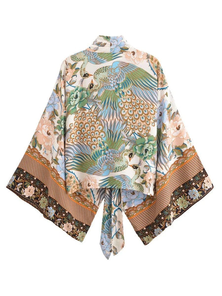CORINNE Cropped Kimono - Natural-kimono- Boheme Junction