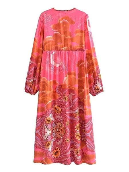 GALAXY Midi Dress - Pink-dress- Boheme Junction