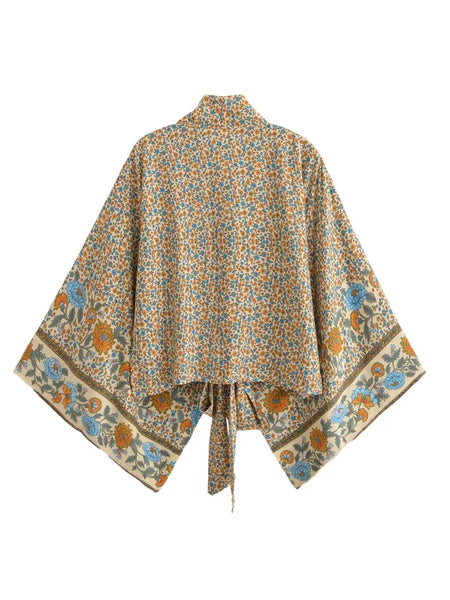 ZABELLA Cropped Kimono - Beige-Kimono- Boheme Junction
