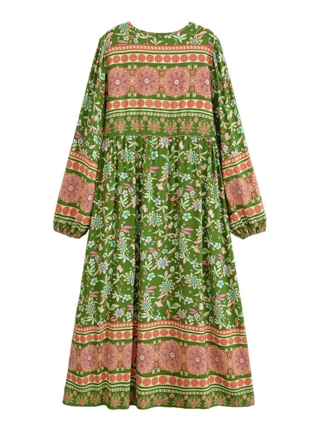 XENA Midi Dress - Green-dress- Boheme Junction
