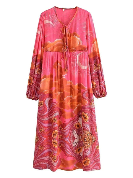GALAXY Midi Dress - Pink-dress- Boheme Junction