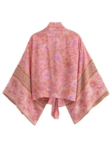 BLAKE Cropped Kimono - Pink-Anhui- Boheme Junction