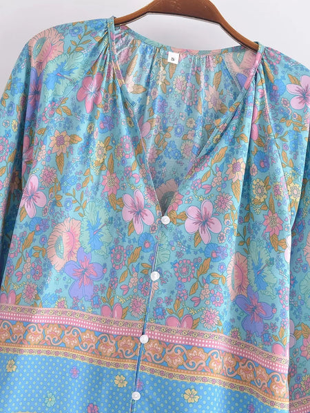 CHARLA Top - Blue-Blouse- Boheme Junction