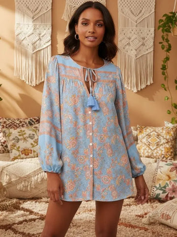 MELBA Top - Sky Blue-Blouse- Boheme Junction