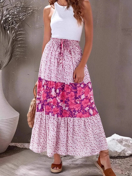 ALBA Midi Skirt - Pink-Loose- Boheme Junction