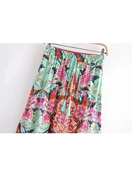 SOLANA Midi Skirt - Green-skirt- Boheme Junction