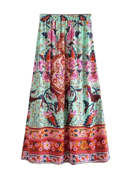 SOLANA Midi Skirt - Green-skirt- Boheme Junction