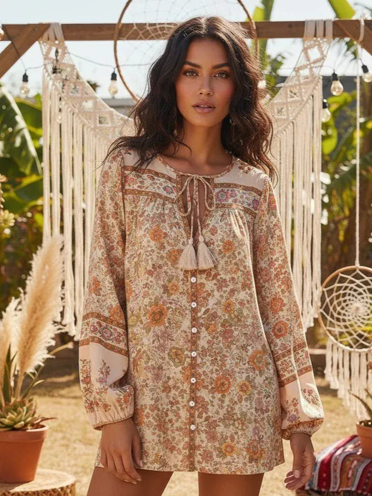 DYLAN Top - Beige-Loose- Boheme Junction