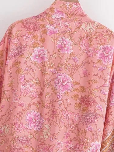 BLAKE Cropped Kimono - Pink-Anhui- Boheme Junction