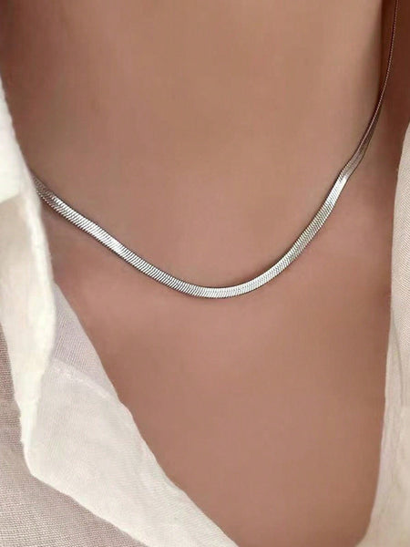 ADA Snake Chain Necklace - Silver-Necklace- Boheme Junction
