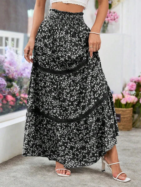 ANGIE Maxi Skirt - Black-Women Bottoms- Boheme Junction