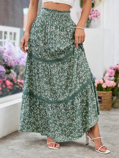 ANGIE Maxi Skirt - Green-Women Bottoms- Boheme Junction