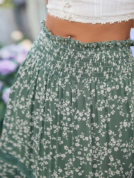 ANGIE Maxi Skirt - Green-Women Bottoms- Boheme Junction