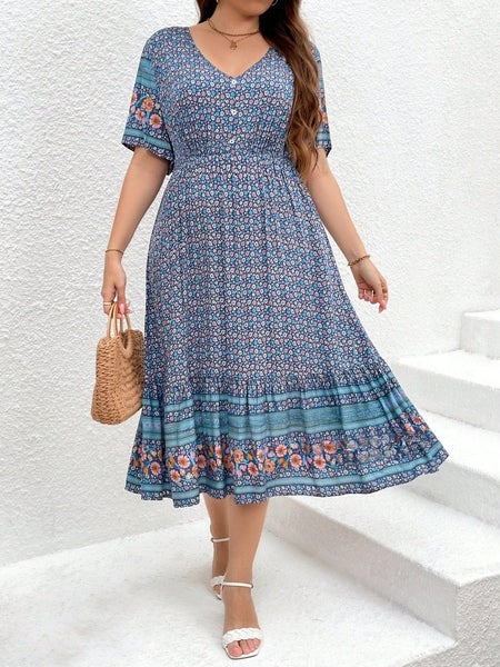 PLUS SIZE Ellie Midi Dress-Plus Size Dresses- Boheme Junction