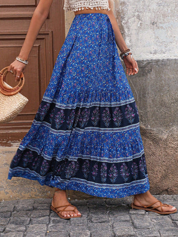 PIPPA Maxi Skirt - Blue-Women Skirts- Boheme Junction