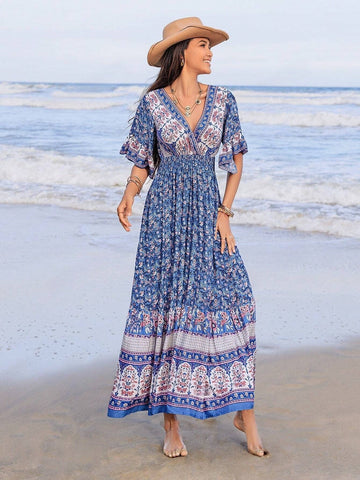 CHANTELLE Maxi Dress - Blue-Women Long Dresses- Boheme Junction