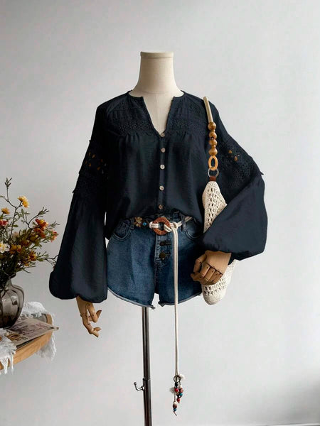 Boheme Junction Women Tops, Blouses & Tee BOBBY Top - Navy Blue