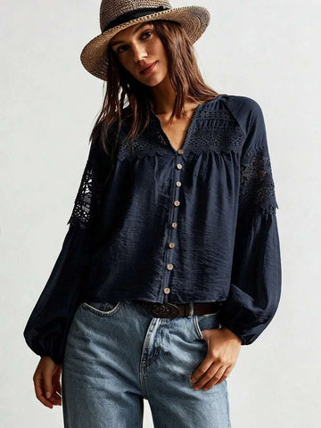 Boheme Junction Women Tops, Blouses & Tee BOBBY Top - Navy Blue