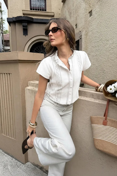 CELIA TOP - White-Women Tops, Blouses & Tee- Boheme Junction