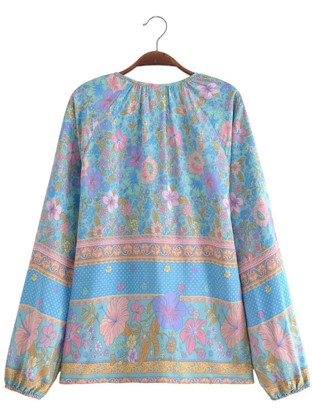 CHARLA Top - Blue-Blouse- Boheme Junction