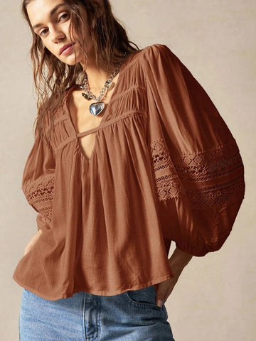 DANA Top - Brown-Women Tops, Blouses & Tee- Boheme Junction