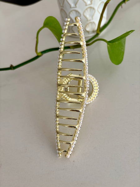 DIXIE Gold Pearl Hair Claw Clip-Hair Clip- Boheme Junction