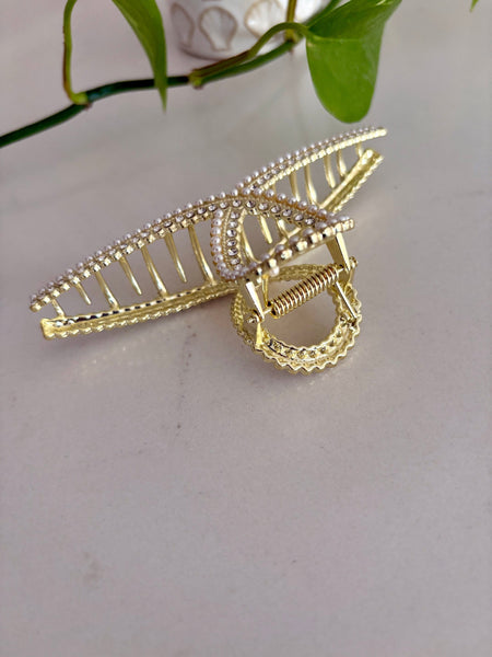 DIXIE Gold Pearl Hair Claw Clip-Hair Clip- Boheme Junction