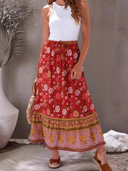 BOHEME JUNCTION Skirt EVANGELINE Midi Skirt - Red